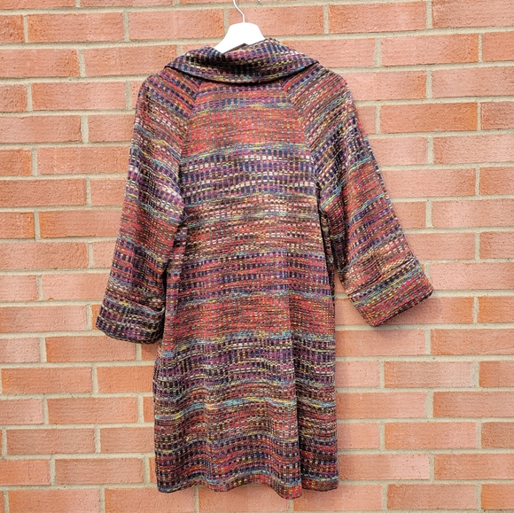 IC by Connie K Buttoned Cowl Neck Long Jacket Retro Cardigan Medium - Picture 3 of 9